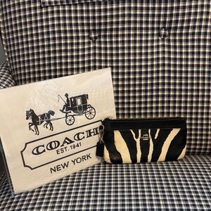 Coach Black and Cream Zebra Stripe Wallet